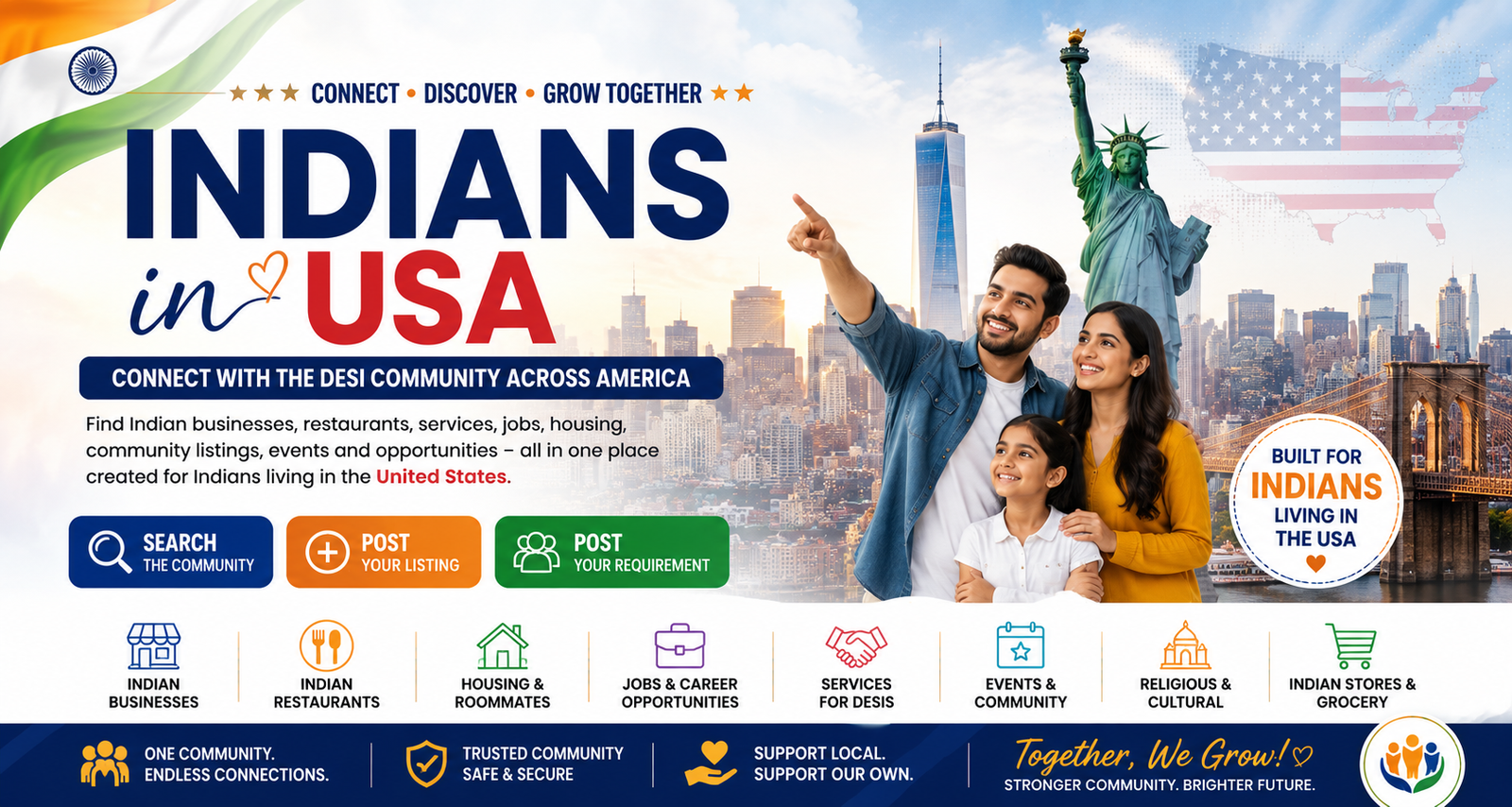 Indians in USA community banner 1